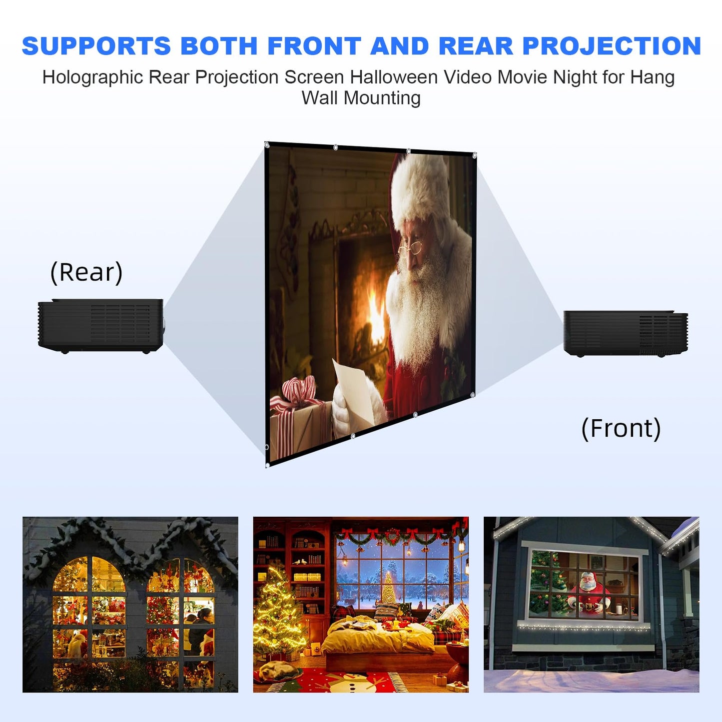 Projector Screen 180 inch,Portable Large Movie Projector Screen 16:9 HD Indoor Outdoor Double Sided Rear Projection Screen Video for Home, Party, Office, Classroom