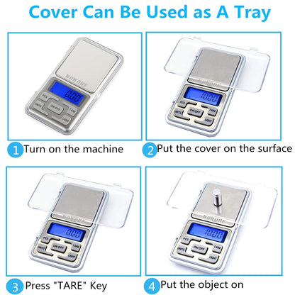 Food Travel Scale Portable Pocket Scale Gram Capacity 500g Degital Kitchen Small Miniature Scale Lab Measuring Scale High Precision
