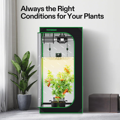 VIVOSUN Grow Tent Kit, 2.7 × 2.7ft Complete Grow System, WiFi-Controlled Grow System with Full Spectrum LED Grow Light, Automatic Ventilation, GrowHub Outlet A22 with Temperature and Humidity Sensor