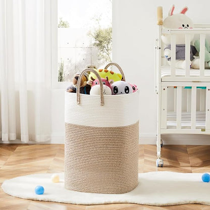Artfeel Laundry Basket,Woven Cotton Rope Laundry Hamper,60L Versatile Storage for Dirty Clothes,Baby Toys,and Blankets in Bathroom, Nursery,and Living Room