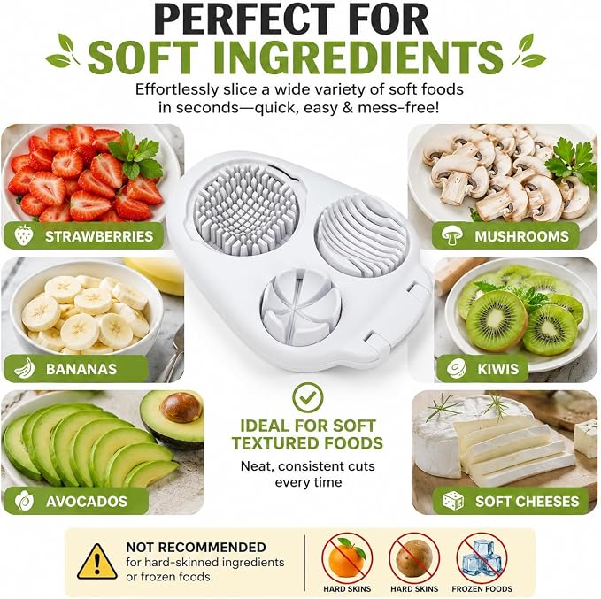 3-in-1 Egg Slicer for Hard Boiled Eggs - Multipurpose Stainless Steel Wire Cutter and Dicer for Strawberries, Mushrooms, and Soft Fruits - Dishwasher Safe Kitchen Tool