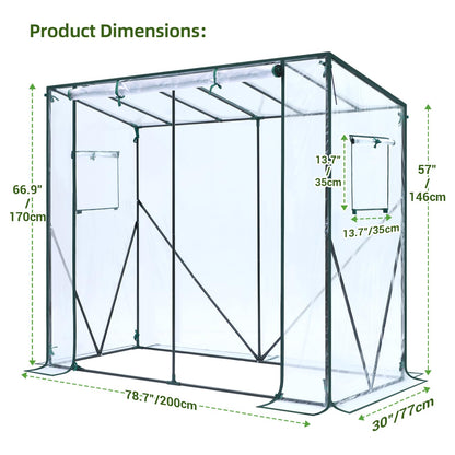 Ohuhu Tomato Greenhouse for Outdoors: Portable Lean to Green House Heavy Duty with Roll-Up Zippered Door, Tall Plastic Greenhouses for Outside Plants Growing Shed Tent for Backyard Transparent