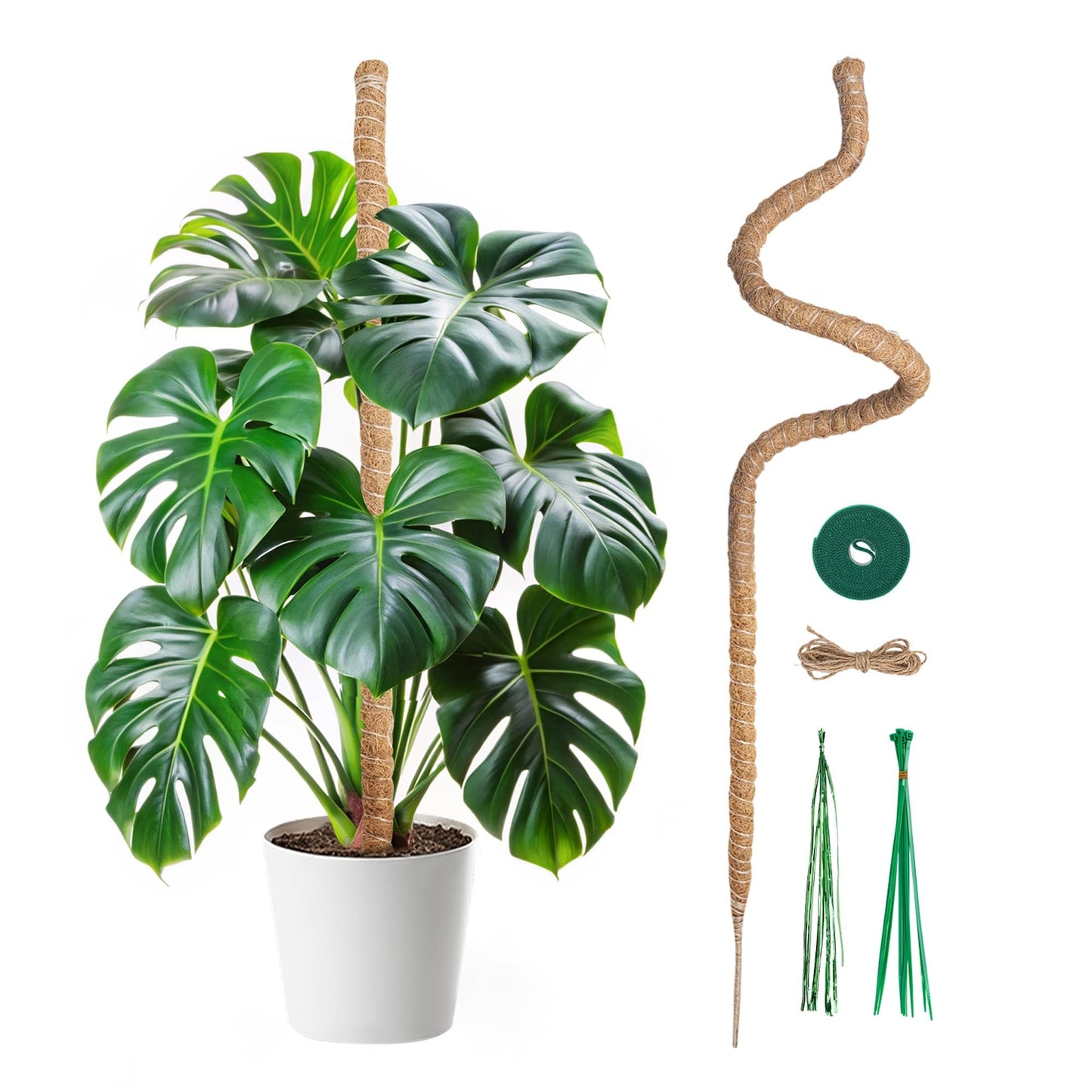 Mcbazel 47 Inch Moss Pole for Plants Monstera, Monstera Plant Support Stick, Bendable Moss Poles Plant Support Stick for Climbing Plants, Stick Support Stake Kit for Potted Plants, Pothos,Philodendron
