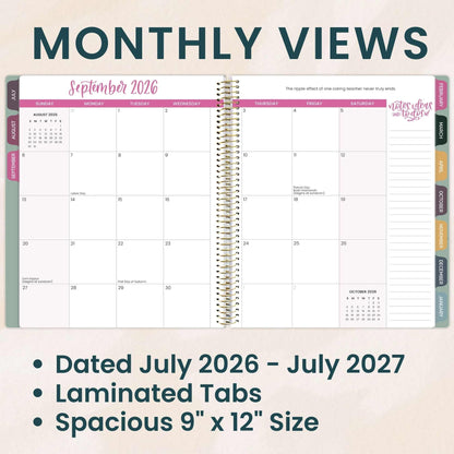 bloom daily planners 2026-2027 Academic Year Teacher Planner & Calendar - 7 Period Lesson Plan Organizer Book for Classroom or Homeschool - 9" x 11" (Interchangeable Cover) - Bold & Bright