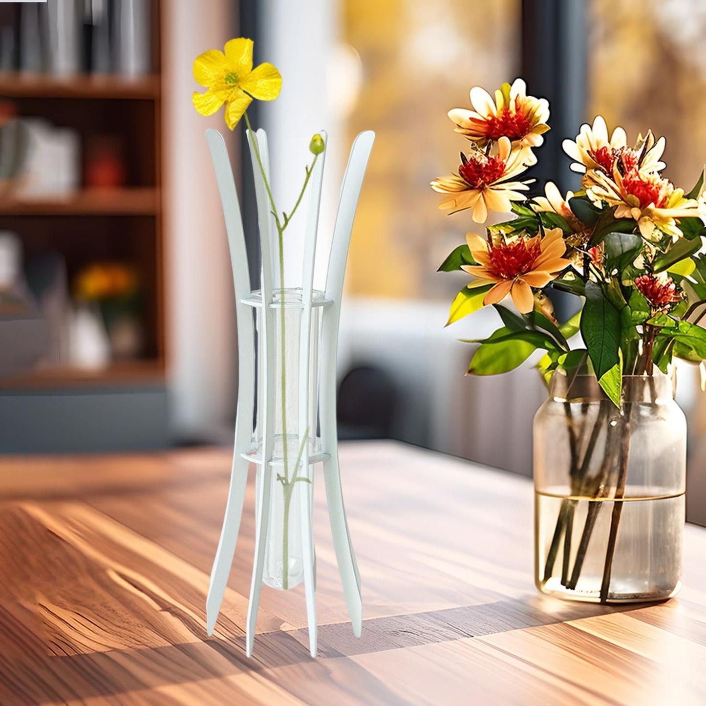 Gcljlmy Hydroponic Plant Glass Tube Flower Vase Desktop Decoration Sturdy Decorative for Plant Propagating Terrariums (White 8x8x24cm)