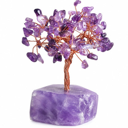 Amethyst Crystal Tree of Life, Purple Money Tree, Crystals and Healing Stones Gemstone Bonsai, Reiki Positive Energy Feng Shui Desk Decor, Spiritual Gifts for Women Mom Sister