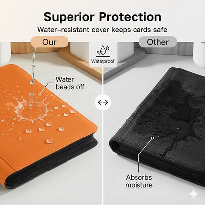 1280+ Cards 20 Pocket Card Binder Collector Card Album Trading Card Binder Ringless Trading Card Album Side Loading Compatible with TCG, Game & Sports Cards (Orange)