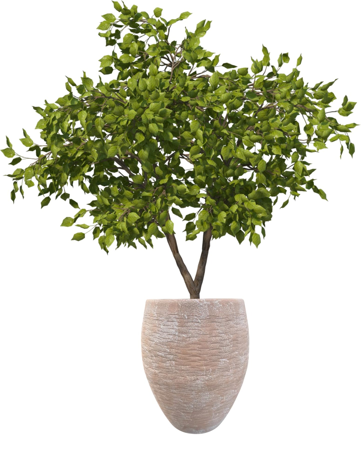 Ludu Washed Terracotta Modern Handmade Metal Indoor Planter with Textured Wave Design and Anti-Scratch Pads, Rust-Resistant Finish for Outdoor Use, Sustainable Non-Plastic Pot Recyclable Metal Vase