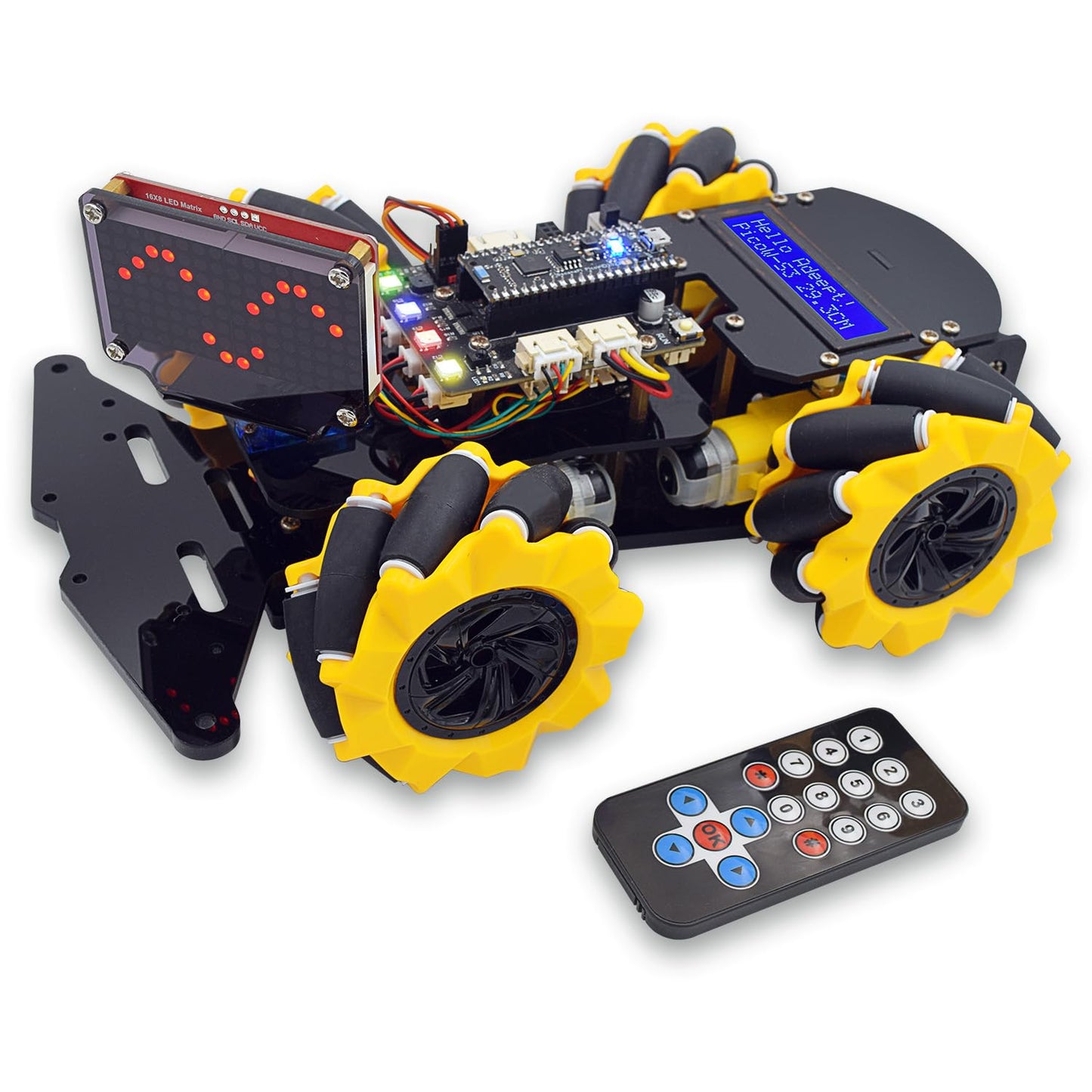 Adeept 4WD Robot Kit Omni-Directional Mecanum Wheels Car for ESP32-S3 Banana Pi PicoW-S3 DIY STEM Remote Educational Robotic with LCD1602 Display, Python Code PDF Tutorials