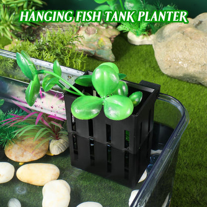 ibasenice Aquarium Plant Holder 10-Pack Hanging Fish Tank Planter Cups 4.92X3.14X2.16 Inch Aquatic Plant Basket with Holes Space-Saving Underwater Garden Accessories