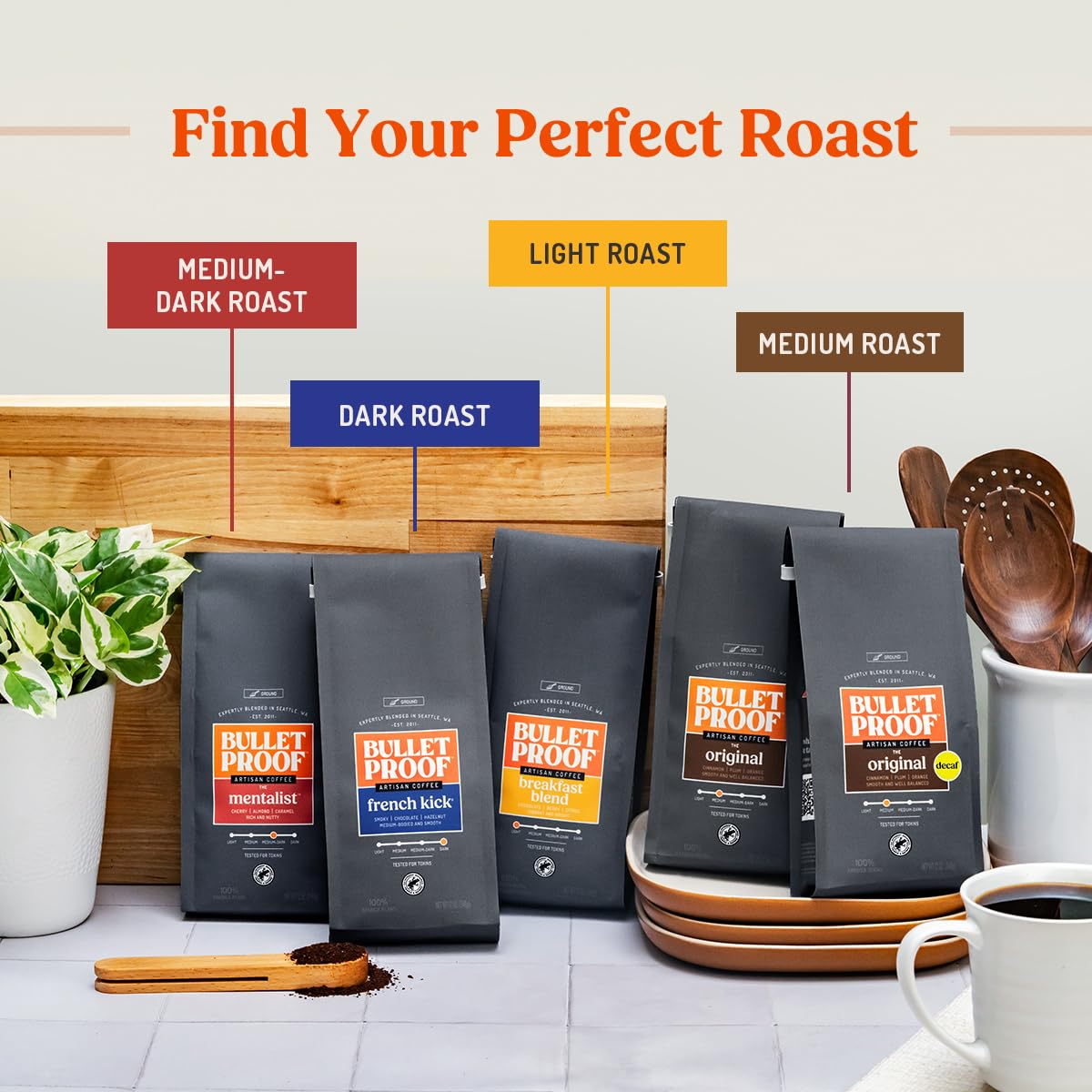 Bulletproof French Kick Dark Roast Whole Bean Coffee, 12 Ounces, Clean Coffee Tested for Toxins, Packaging May Vary