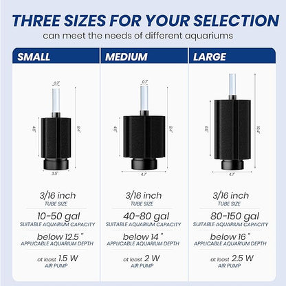 10-50Gal Aquarium Sponge Filter with Ceramic Media and Bubble Diffuser Ultra Quiet Fish Tank Filters fit Breeding Fry Betta Shrimp Fish Tank