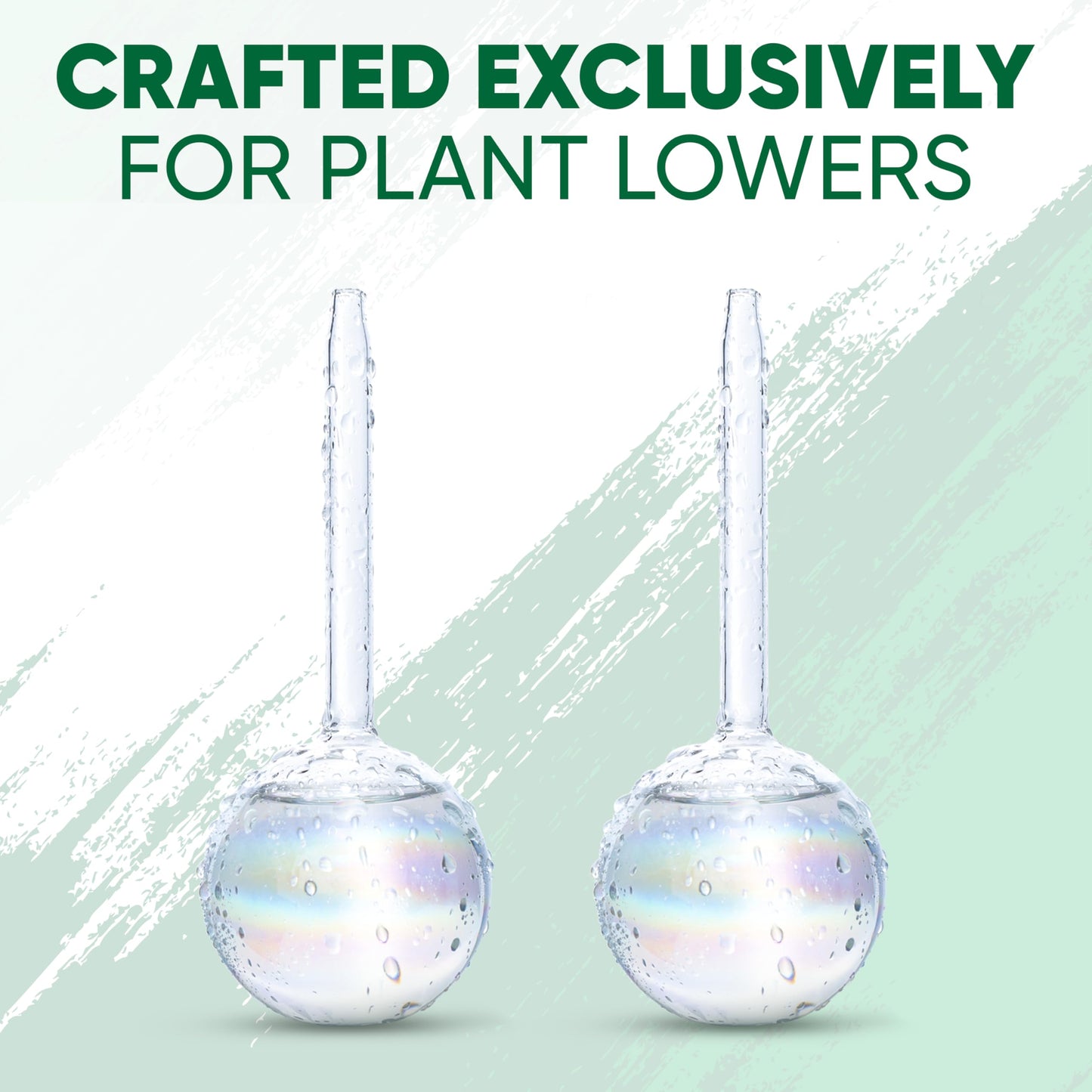 Mission Gallery Clear Plant Watering Globes Set of 2 - Small Self Watering Globes for Indoor & Outdoor Plants - Automatic Glass Watering Bulbs for Daily Use, Plant Watering Devices