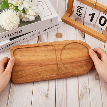 GORGECRAFT Arch Wood Tea Serving Tray Wooden Salt and Pepper Mill Tray Holder Bamboo Condiment Tea Serving Tray Grinder Rest for 2 Mills Accessories Tea Kitchen Storage Home Decor, Coconut Brown