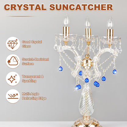 M METERXITY 10-Pack Crystal Ball Prisms, 24mm/0.94 Inch Chandelier Pendant Maker Hanging Crystals Chandelier Prisms for Home/Windows/Garden/DIY Decoration[Dark Blue]