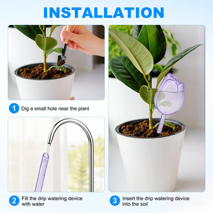 M METERXITY 2-Pack Plant Watering Globes, 9.4 Inch Plastic Self Watering Planter Insert for Indoor/Outdoor Plants, Self Water Devices [Purple]