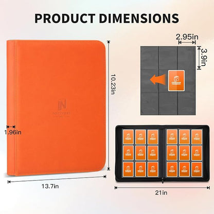 Trading Card Binder, Premium 9 Pocket 540 Double Sided Pocket Collection Binder, Card Album for TCG Card Holder for Game Card, Sports Card, Yugioh, MTG etc(Orange)