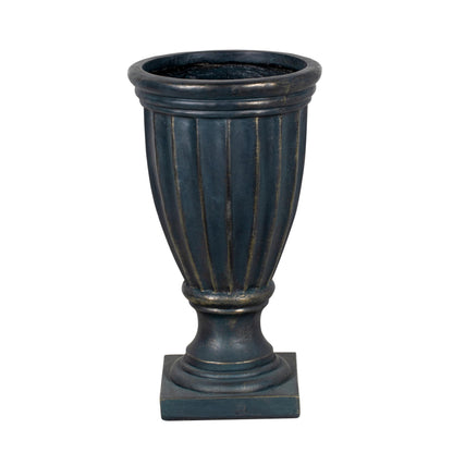 Christopher Knight Home 26.77 Inch Tall Fluted Pedestal Urn Planter MGO Outdoor Flower Pot Faux Stone Garden Planter for Patio Porch Entryway Decor, Antique Green