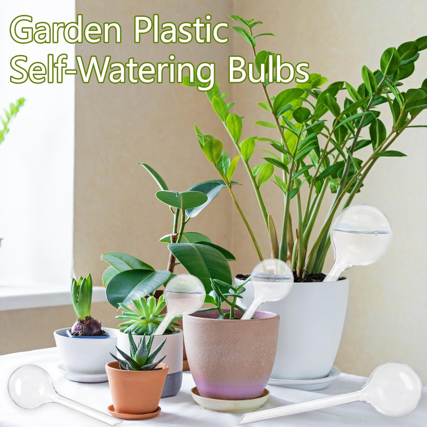 Anyumocz 12 Pcs Clear Plant Watering Globes,Plastic Self-Watering Bulbs,Flower Automatic Watering Bulbs for Plants Indoor,Outdoor,Flowerpot,Home Garden(2 Size)