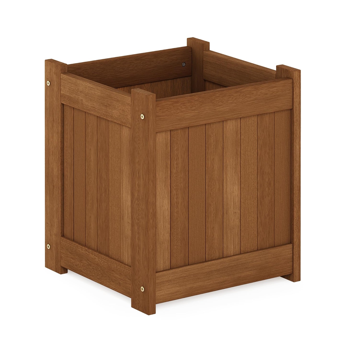 Furinno TIOMAN Planter Box, Hardwood Flower Box, Cube Garden Box, in Teak Oil, Outdoor Indoor, Garden, Patio, Balcony, Light Wood