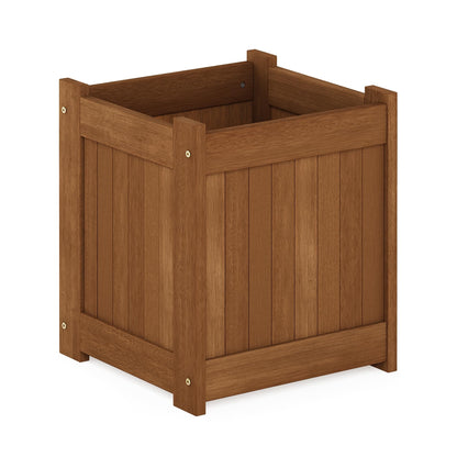 Furinno TIOMAN Planter Box, Hardwood Flower Box, Cube Garden Box, in Teak Oil, Outdoor Indoor, Garden, Patio, Balcony, Light Wood