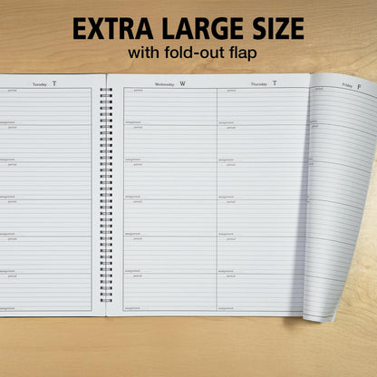 6 Period EXTRA Large Teacher Lesson Plan; Days Horizontally Across the Top (King Plan)