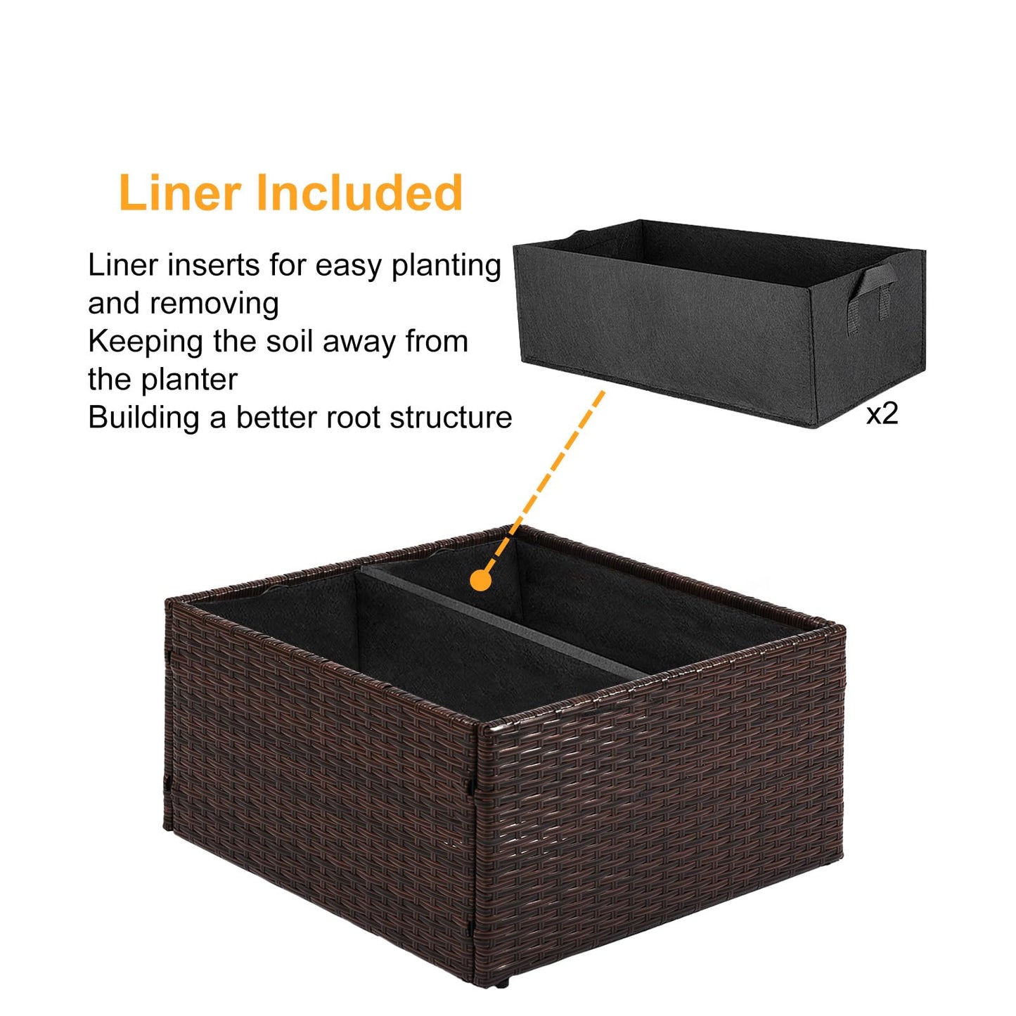SUNNYPARK Mailbox Posts Wrap Planter Box, 24-inch Handmade Rattan Planter for 4x4 6x6 Posts, All-Weather Decorative Flower Box for Outside