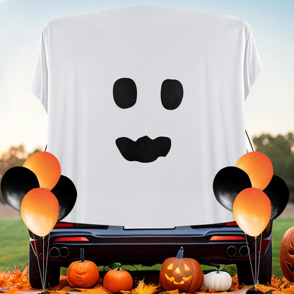 VitalCozy 5 Pcs Halloween Ghost Trunk or Treat Decoration Set DIY Ghost Face Backdrop Kit for Car Archway Trunk Exterior Halloween Outdoor Party Supplies Decor