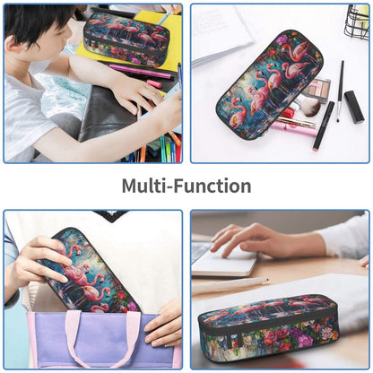 Droerfes Flamingos Pencil Case Pencil Pouch Large Capacity Pen Bag School Office Organizer Stationery Storage Box For Girls Boys Teen Kids