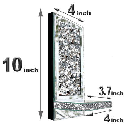 ZOLAPI Set of 2 Crystal Crush Diamond Candle Sconces, Gorgeous Silver Mirrored Wall Sconce, Candle Holder Glass Wall Decorations for Home Décor, Living Room, Dining Room. 1A