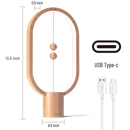 Leisure Stay Heng Balance Table Lamp, LED Magnetic Lamp，Creative Design,Bedside Light with Touch Dimmer, Eye-Care Table Light for Bedroom(Wood)