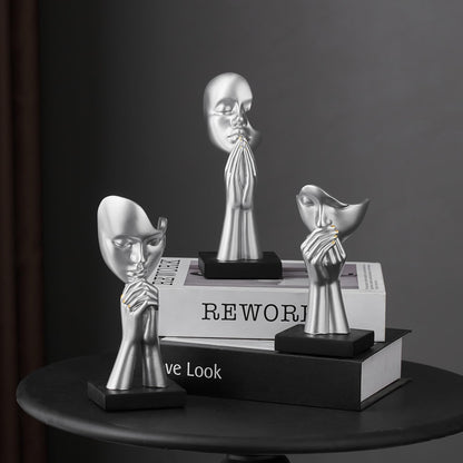 3 Pcs Silver Decor Prayer Statues, Modern Prayer of Peace Figurines Shelf Decor Accents, Abstract Art Sculpture Home Decorations for Living Room Bedroom Office Bookshelf Coffee Table, Gifts for Women