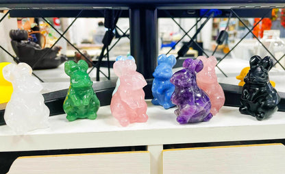 DUQGUHO 2'' Easter Amethyst Bunny Decor Spring Gifts for Women Crystals Rabbit Statue Pocket Polished Handicraft Tiny Figurines for Cute Ornament Gifts 1PC