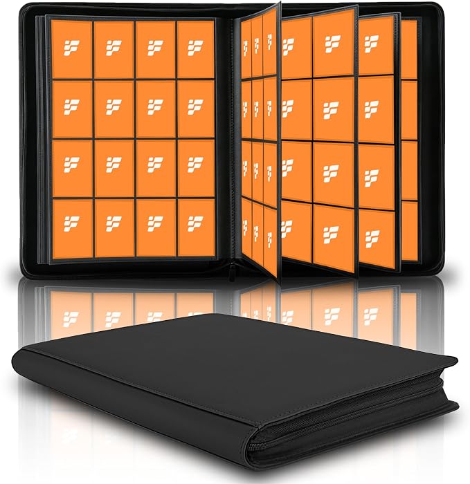 1000+ Pockets Trading Card Binder, 16 Pockets Trading Card Binder Ringless Side Loading Trading Card Album Folder for TCG,MTG,Sports Cards(bllack-1)