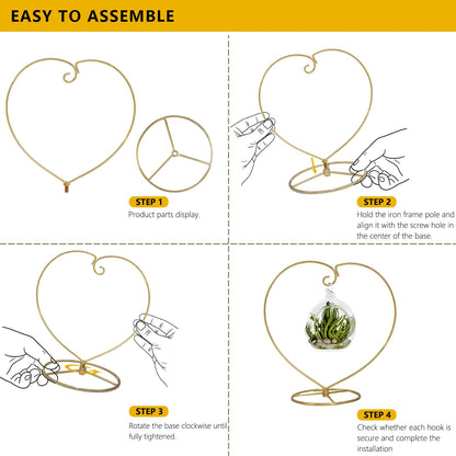 YY YEARCHY Ornament Display Stand for Hanging Glass Globe Ball, Air Plant Flower Holder (Gold, 9" x 8.8")