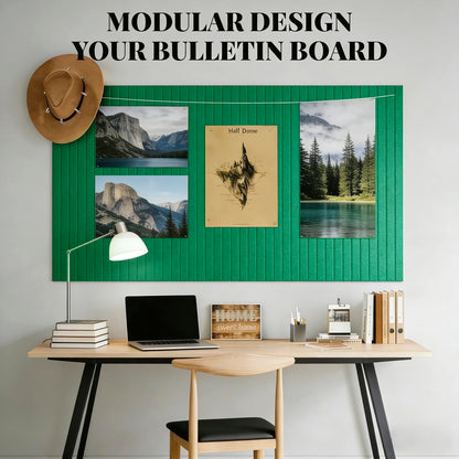 Slat Felt Wall Tiles (12 Pack) - 11.8"x11.8" Self-Adhesive Bulletin Board for Wall, Acoustic Panels for Sound Dampening, Modern Black Pin Board, Home Office Decor (30x30cm)