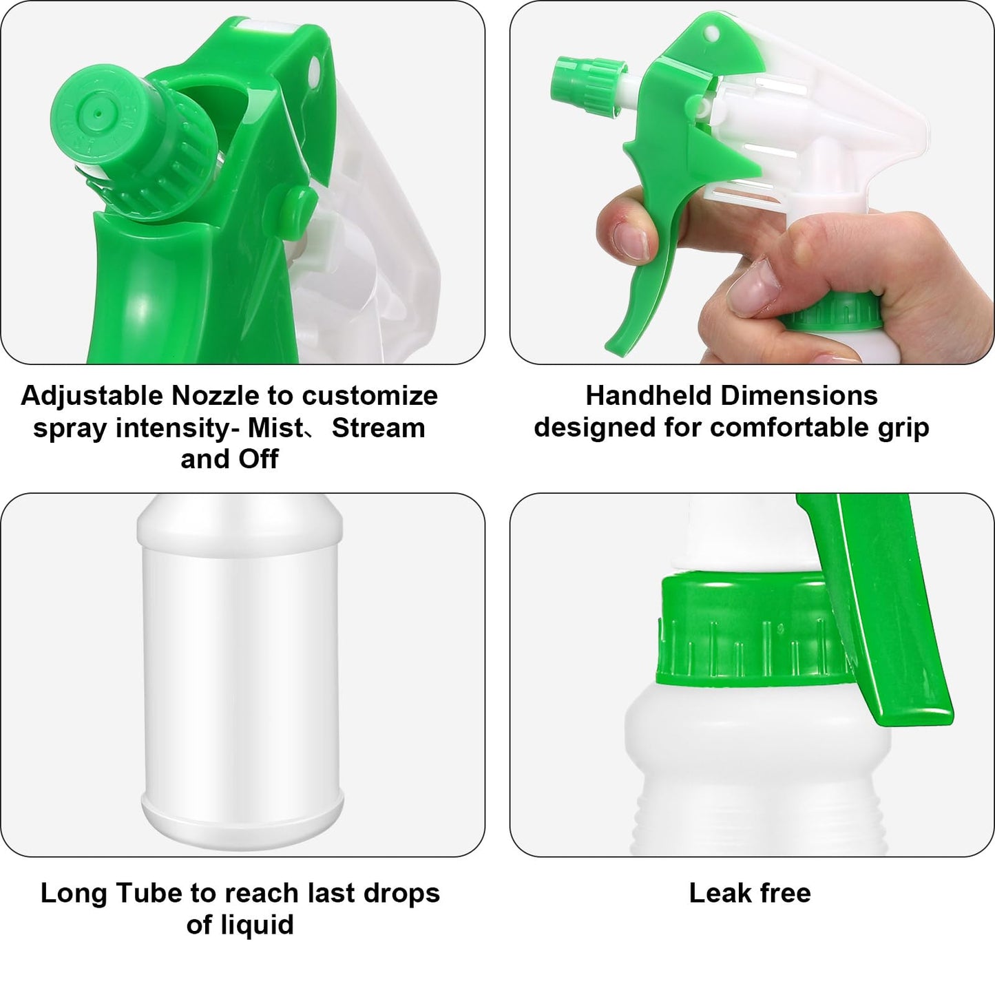 Eccliy 12 Pcs 16 Oz Plastic Spray Bottle, Adjustable Empty Reusable Sprayer for Cleaning, Planting, Water, Bathroom and Kitchen, BBQ, Commercial and Residential (Original,Red,Green)