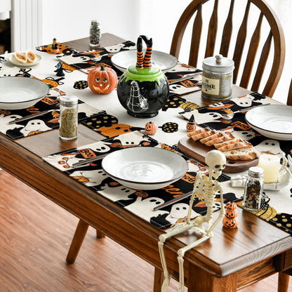 Artoid Mode Ghost Boo Halloween Placemats Set of 6, 12x18 Inch Seasonal Table Mats for Party Kitchen Dining Decoration
