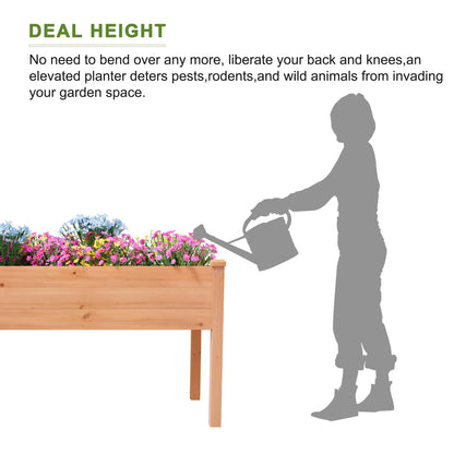 BIRASIL Outdoor Raised Garden Bed, Wood Planter Box for Vegetable Flower, Elevated Reinforced Large Garden Planters Boxes for Backyard Patio Gardening Balcony (48”L, Brown)