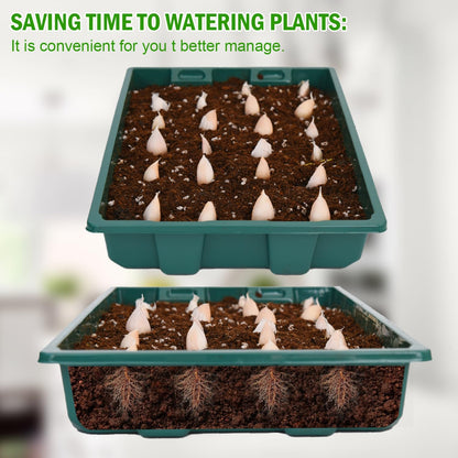 YoleShy 10 Pack Seed Starter Tray Reusable Plastic Plant Seedling Starter Trays Thickened Sturdy Durable for Germination Growing Microgreens Planting Propagation, Without Drain Holes, 14.5"x9", Green