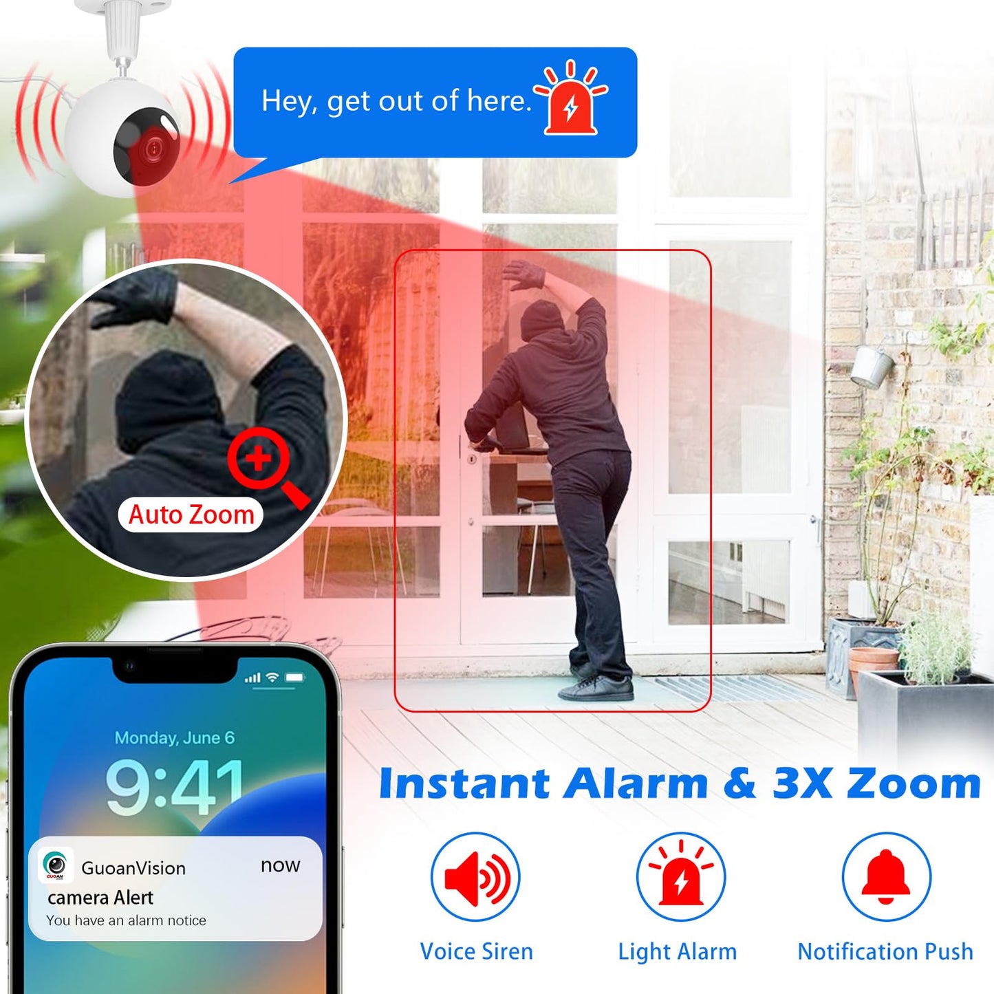 GUOANVISION 5G/2.4G Indoor/Outdoor Security Camera for Baby Monitor, Indoor Camera for Dog/Cat/Pet/Nanny/Baby/Elder, IP66 Waterproof, 3 Night Vision, Motion Detection, SD/Cloud
