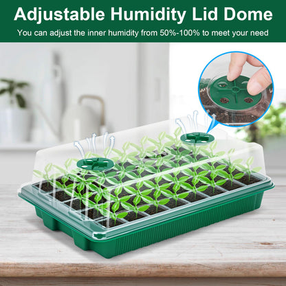 5 Pack Seed Starter Tray Seed Starter Kit (200 Cells Total Tray) with Adjustable Humidity Dome, Plant Germination Trays, Seed Starting Trays Mini Greenhouse Germination Kit for Seeds Growing Starting