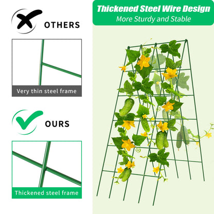 DoCred Cucumber Trellis, 2 Pack Foldable A Frame Trellis for Raised Bed Climbing Plants, Vegetables, Includes Plant Support Clips, Twist Ties, Plastic Ties- Made from PVC-Coated Steel