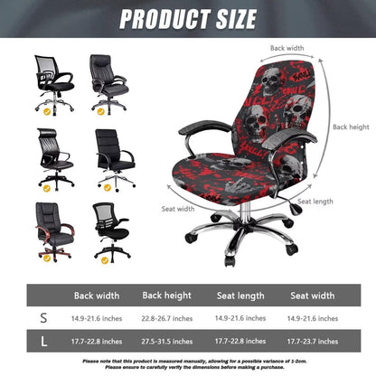 Voxugoniy Halloween Skull Office Chair Cover, Stretchable Computer Desk Chair Covers Computer Universal Protective Stretchable Chairs Seat Cover Desk Armrest Slipcovers