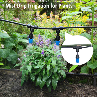 Drip Irrigation System with Water Timer for Garden,Main ID 1/2inch 16.5Ft and 1/4inch 96Ft Water Hose, Watering System Sufficient Water Pressure, Irrigation Dripper Waterflow Evenly Easy DIY