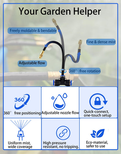 Drip Irrigation System,Automatic Garden Watering System, 360 Adjustable Mist Sprayer Nozzle, High Volume Water Flow Rotating Sprinkler Head for Garden,Patio,Potted Plants, Fine Misting to Jet Spray