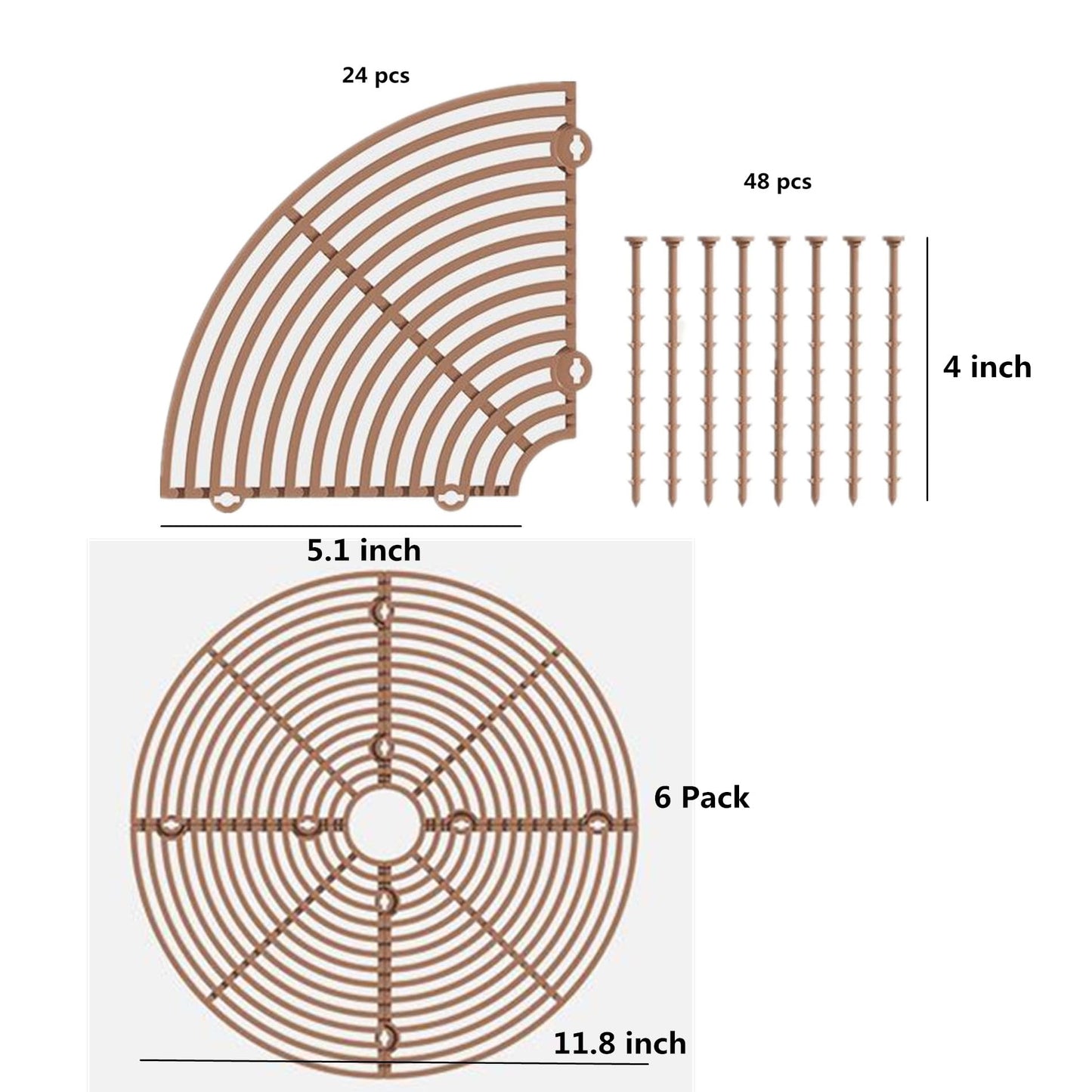 alblinsy 6 Pcs Plant Pot Grid Soil Protector Covers, 11.8" Cuttable Plant Protector Flower Pot Grid from Animals Cat Digging Stopper Plant Pot Cover with Stakes for Plant Gardening(6PCS Brown)