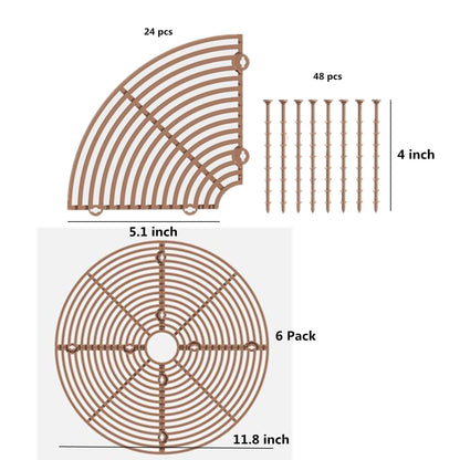 alblinsy 6 Pcs Plant Pot Grid Soil Protector Covers, 11.8" Cuttable Plant Protector Flower Pot Grid from Animals Cat Digging Stopper Plant Pot Cover with Stakes for Plant Gardening(6PCS Brown)