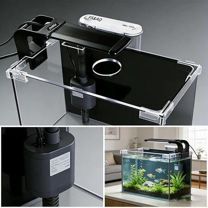 FS&AQ 5 Gallon Betta Fish Tank with Filter Light and Lid Small Aquarium Starter Kit Perfect for Desktops Offices or Beginners