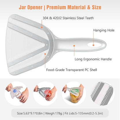 Uinxan Jar Opener for Weak Hands & Seniors with Arthritis - Handheld Manual | Effortlessly Opens Stubborn Screw Lids & Bottle Caps. 304 Stainless Steel. Durable. Patented Kitchen Gadget (Pink)